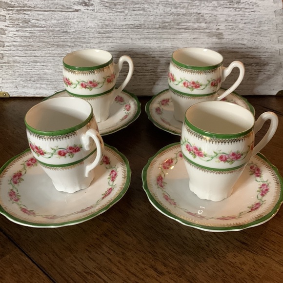 Rare! Antique C.T. Germany Carl Tielsch Altwasser Cups and Saucers Set 8 Piece - Picture 2 of 13